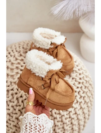 Snežnice Členkové topánky Detská obuv Zateplená kožušina Camel Adelane