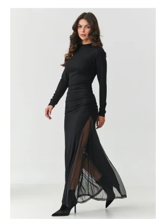 Dámske dlhé spoločenské šaty M902 Black - Makadamia Dámske dlhé spoločenské šaty M902 Black - Makadamia