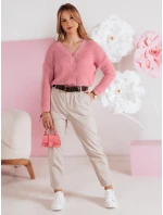 Dámsky nadrozmerný rebrovaný sveter SWEETDREAM ružový FashionStreet MY2460 Dámsky nadrozmerný rebrovaný sveter SWEETDREAM ružový FashionStreet MY2460