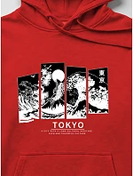 Pánska mikina s kapucňou a potlačou TOKYO, červená, FashionStreet NX5146BX Pánska mikina s kapucňou a potlačou TOKYO, červená, FashionStreet NX5146BX