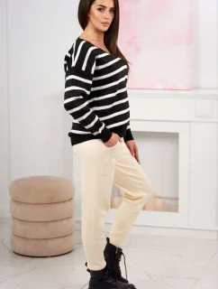 Sveter set Pruhovaná mikina + Nohavice ecru