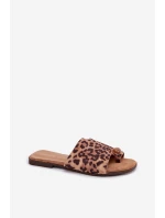 Dámské ploché pantofle s ozdobným detailem z eko semiše s leopardím vzorem Selavine