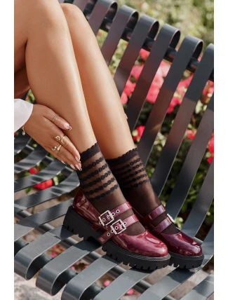 Dámske lakované topánky S Strappy Burgundy Terione Semi