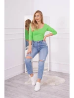 Svetlo zelená blúzka s okrúhlym výstrihom