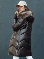 Dámska prešívaná zimná bunda z umelej kožušiny s kapucňou LAGOON hnedá FashionStreet TY4500 Dámska prešívaná zimná bunda z umelej kožušiny s kapucňou LAGOON hnedá FashionStreet TY4500