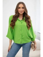Blúzka nadrozmernej veľkosti so zapínaním na gombíky svetlozelená