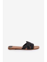 Płaskie Klapki Damskie Z Przeplatającymi Się Paskami Czarne Selaenor