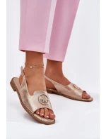 Sandały Damskie Na Płaskim Obcasie Z Ozdobą S.Barski KV51-002 Różowe Złoto