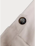 Rovný kabát s vyhrnutými rukávmi svetlo béžovej farby (1818#-62)