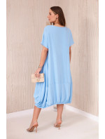Nadrozmerné šaty s vreckami modré