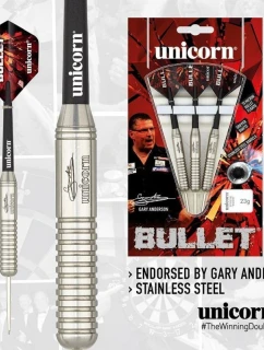 Šípky Unicorn Bullet z nerezovej ocele - Gary Anderson 21g:27523|23g:27524|25g:27525