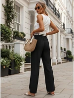 Dámske nohavice so širokými nohavicami, čierne, FashionStreet UY3073