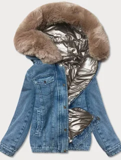 Svetlo modro-béžová obojstranná džínsová bunda pre prechodné obdobie (B9730-50012)