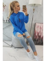 Chrpová tunika s kapucňou Oversize na zips