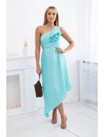Plisované šaty s mätovým kvetom