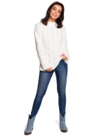 Dámsky sveter BK038 ecru - BEwear Dámsky sveter BK038 ecru - BEwear