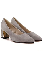 Dámska kožená obuv s ozdobným stĺpikom béžová Vinceza 26-66921