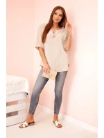 Dámska mušelínová košeľa s gombíkom tmavo béžová