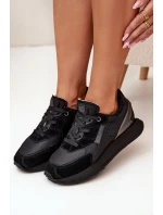 Skórzane Sneakersy Damskie Big Star OO274562 Hi-Poly System Czarne