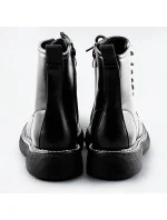 Čierne dámske šnurovacie topánky (A9935)