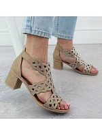 Dámske sandále na podpätku so zirkónmi v béžovej farbe Rieker 64773-61 Dámske sandále na podpätku so zirkónmi v béžovej farbe Rieker 64773-61