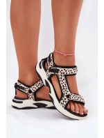 Sandały Damskie Na Rzepy D.Franklin DFSH406002 Czarno-Beżowe