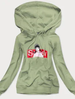Zelená dámska športová mikina s kapucňou (N4596)
