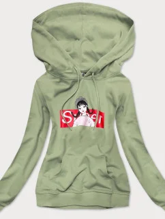 Zelená dámska športová mikina s kapucňou (N4596)