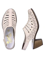 Kožené sandále na podpätku Rieker W RKR49B beige Kožené sandále na podpätku Rieker W RKR49B beige