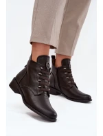 Niskie Botki Ocieplane Na Zamek Z Ozdobą Brązowe Nevalia