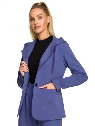 M691 Blejzer s kapucňou a jedným gombíkom - indigo M691 Blejzer s kapucňou a jedným gombíkom - indigo