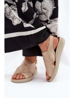 Sandały Damskie Z Eko Skóry Złote Tosmelia