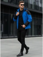 Pánska zimná bunda s kapucňou modrá FashionStreet TX5122