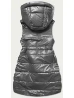 Lesklá vesta v grafitovej farbe s kapucňou (B9783-70) Lesklá vesta v grafitovej farbe s kapucňou (B9783-70)