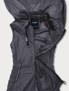 Tmavosivá ľahká dámska vesta s kapucňou (RQW-7006)