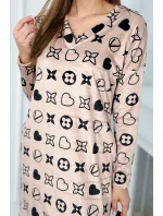 Zamatové šaty s ozdobným vzorom béžovej farby