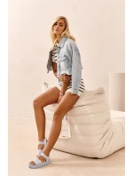 Damskie Zamszowe Sandały Na Platformie Big Star NN274706 Niebieskie