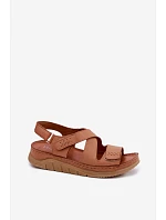 Dámske kožené sandále na platforme Maciejka L4496-29 Camel