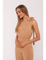 M746 Kombinéza so zaväzovaním za krkom - karamelová