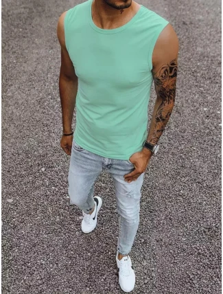 Pánske tričko bez rukávov s mätovou potlačou FashionStreet RX4916