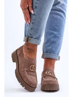 Damskie Półbuty Zamszowe Z Ozdobą Ciemnobeżowe Rosefalls