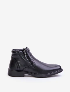 Botki Męskie Z Ociepleniem Eko Skórzane Czarne Lilari