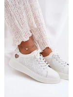 Skórzane Sneakersy Damskie Na Platformie Vinceza 88018 Białe