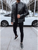 Pánska kožená bunda čierna FashionStreet TX4713
