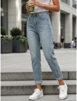 Dámske džínsy s vysokým pásom mom fit svetlomodré FashionStreet UY2909