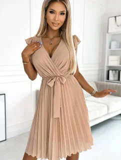 374-5 POLINA Plisované šaty s výstrihom a volánmi - BEACH