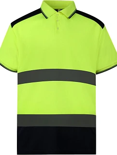 Yoko HVJ 220 Hi-Vis Piqué Polo 79.J220, vysoká viditeľnosť, žltá/námornícka modrá