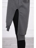 Zateplená mikina s bočnými rázporkami grafitová