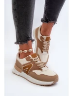 Sneakersy Damskie Z Eko Skóry Brązowe Vinelli