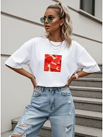 Dámske tričko oversize s potlačou, bavlnené, biele, FashionStreet NX9001RY Dámske tričko oversize s potlačou, bavlnené, biele, FashionStreet NX9001RY